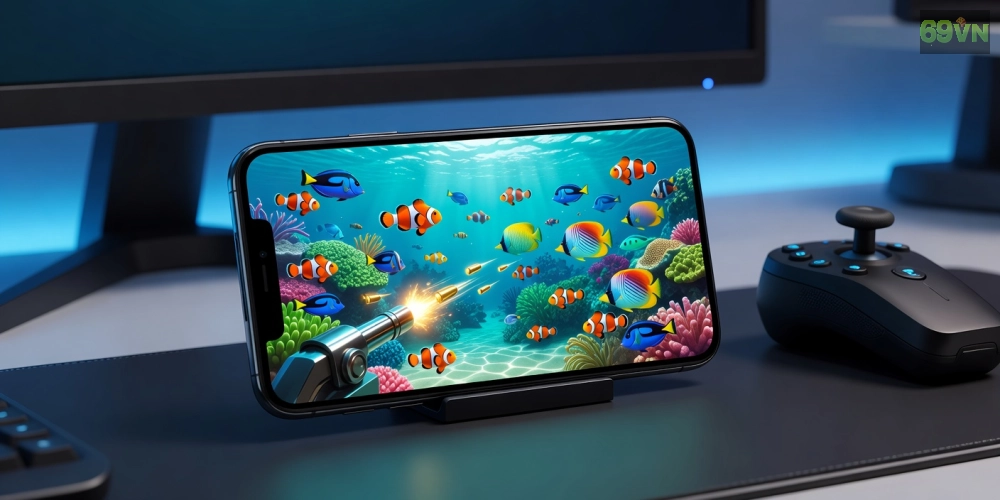 Hình minh họa khái niệm tải game bắn cá 69vn với giao diện đại dương sống động